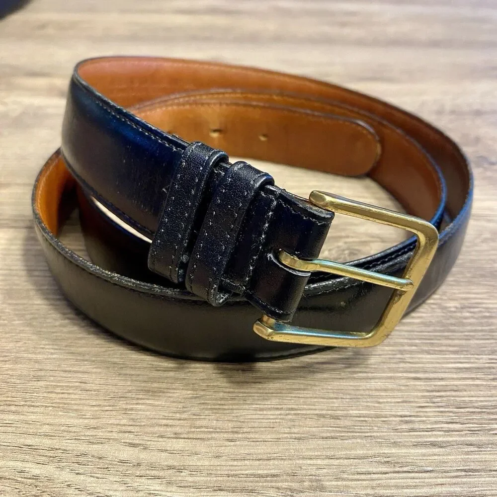 Vintage Coach 5800 Black Leather Belt Made in USA Solid Brass Buckle 44